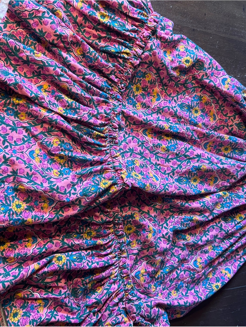 Mini Boden Pink Floral Gathered Skirt
